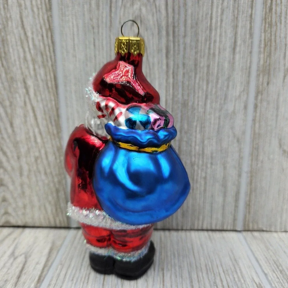 Slavic Treasures‎ 2000 Santa With Computer Glass Ornament Glitter Detail Y2K